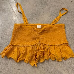 Mustard Yellow Smocked Crop Top